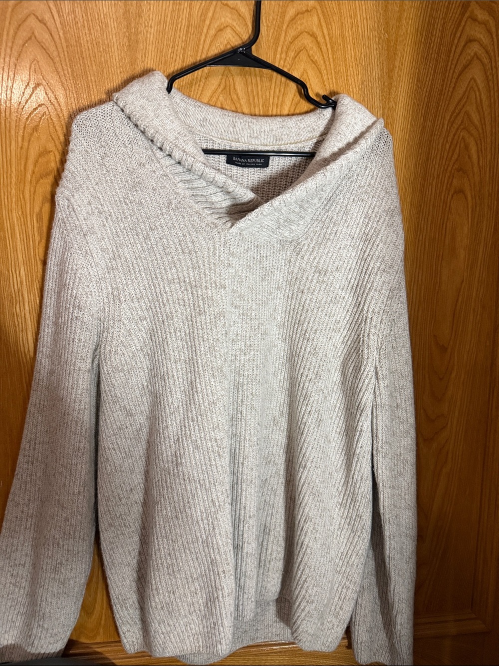 Banana Republic Cream Shawl-Collar Rib Knit Sweater